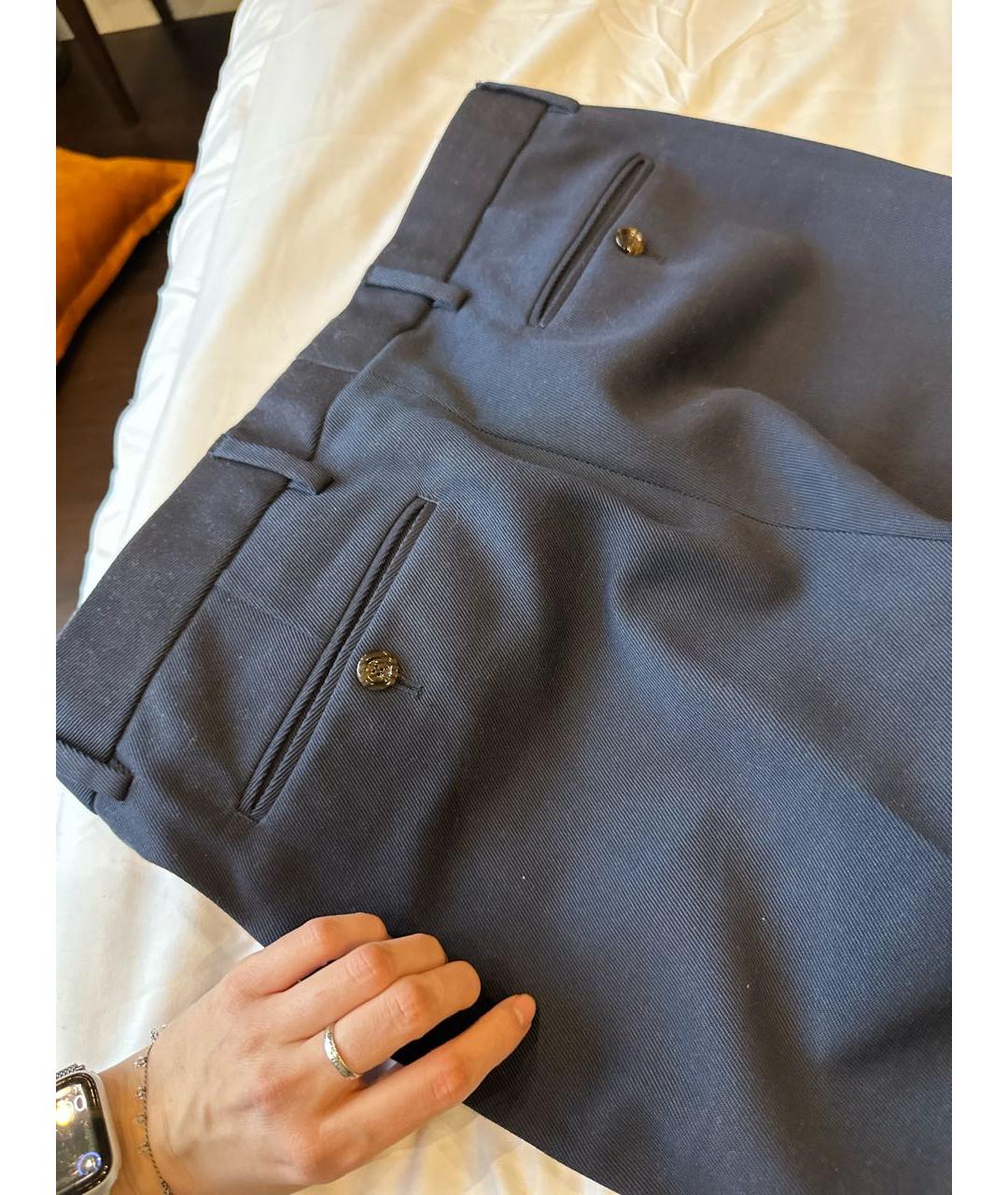 GUCCI Темно-синие хлопковые классические брюки, фото 5