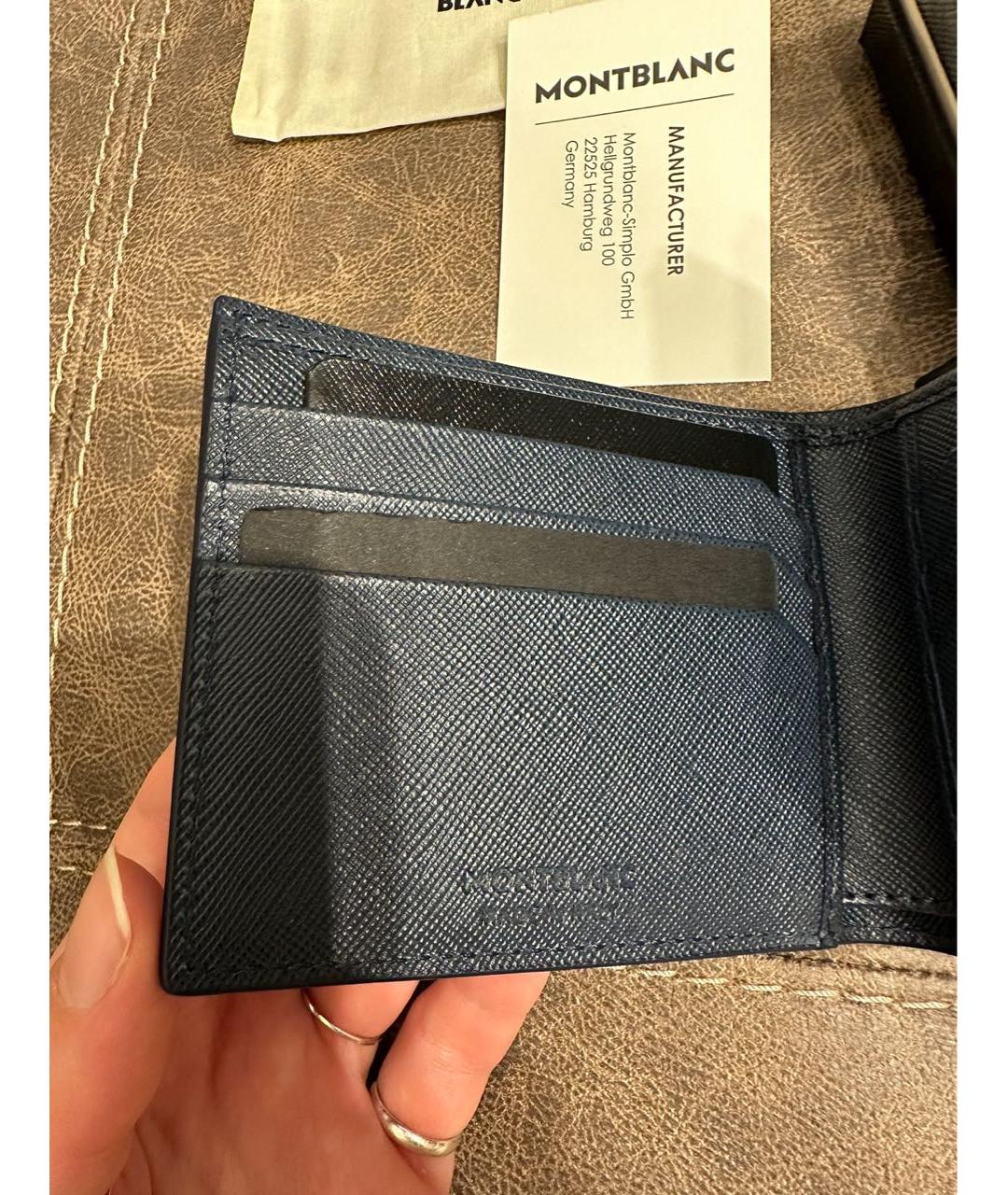 MONTBLANC Темно-синий кожаный кошелек, фото 5