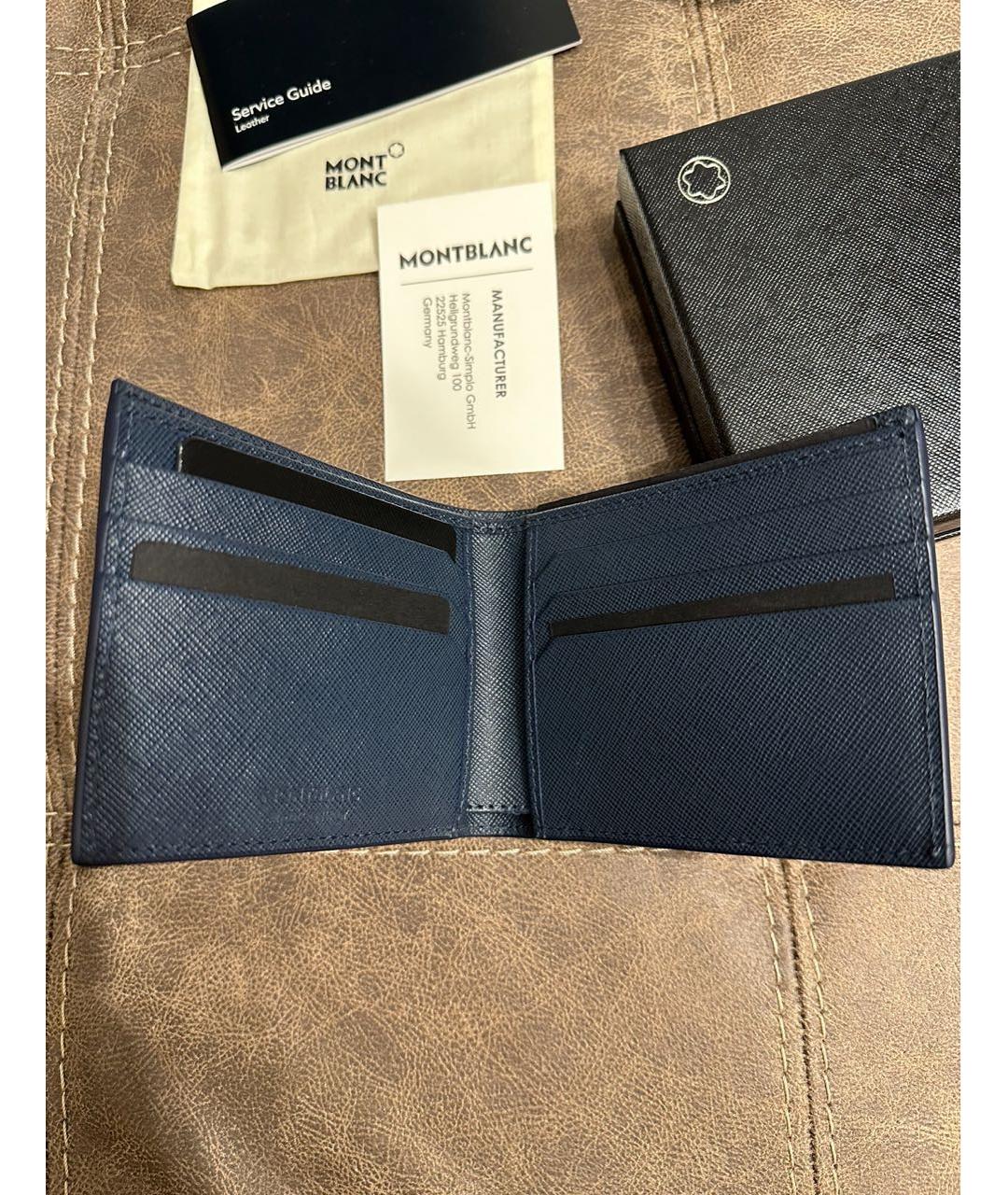 MONTBLANC Темно-синий кожаный кошелек, фото 2