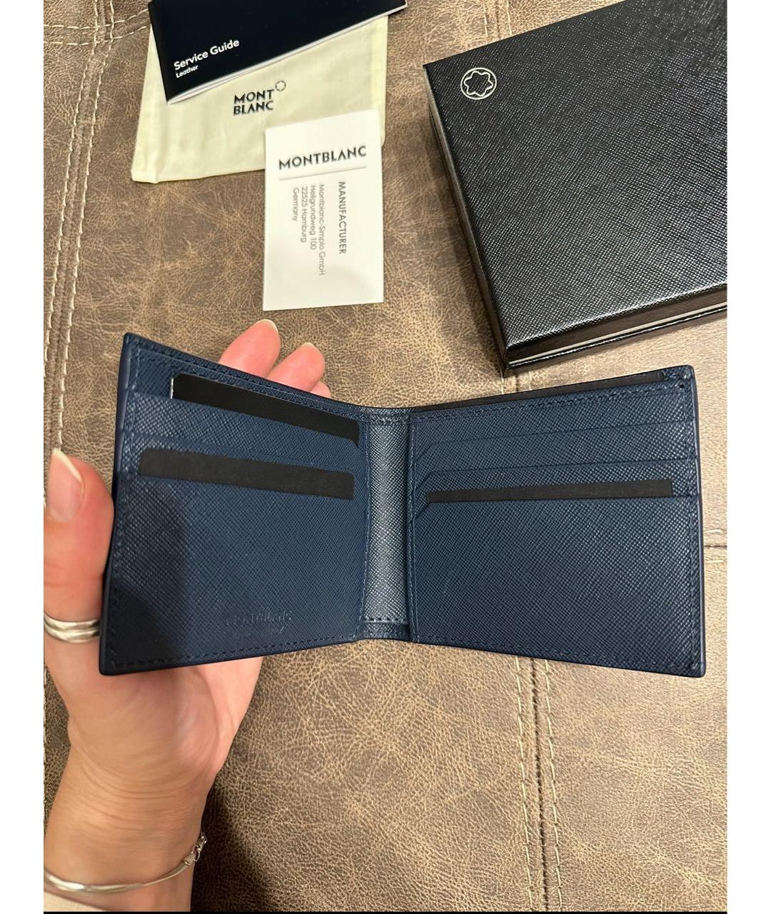 MONTBLANC Темно-синий кожаный кошелек, фото 8