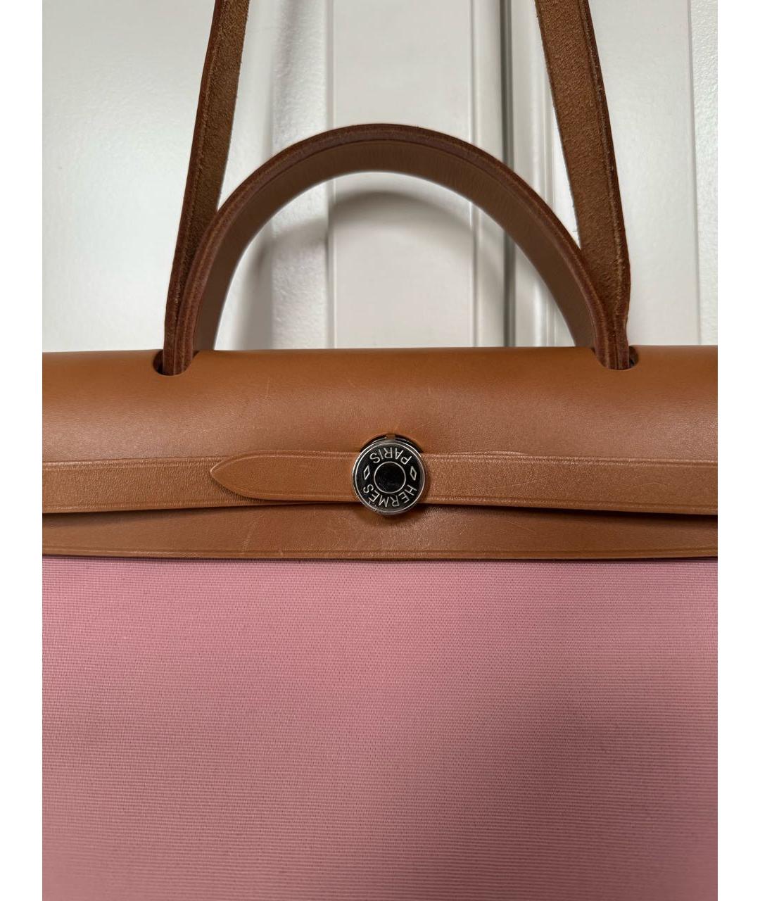 HERMES PRE-OWNED Розовая тканевая сумка тоут, фото 4