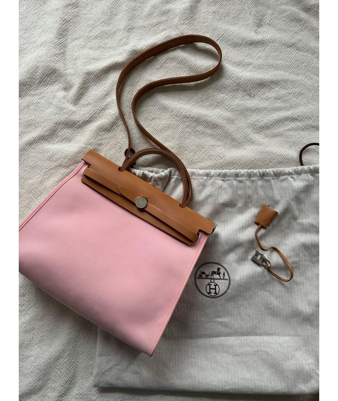 HERMES PRE-OWNED Розовая тканевая сумка тоут, фото 2