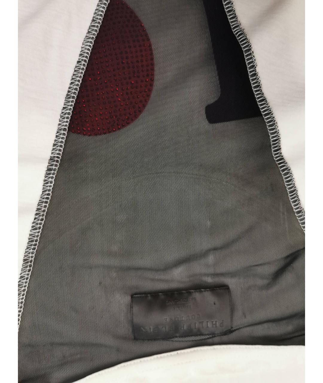 PHILIPP PLEIN Белая хлопко-эластановая футболка, фото 3