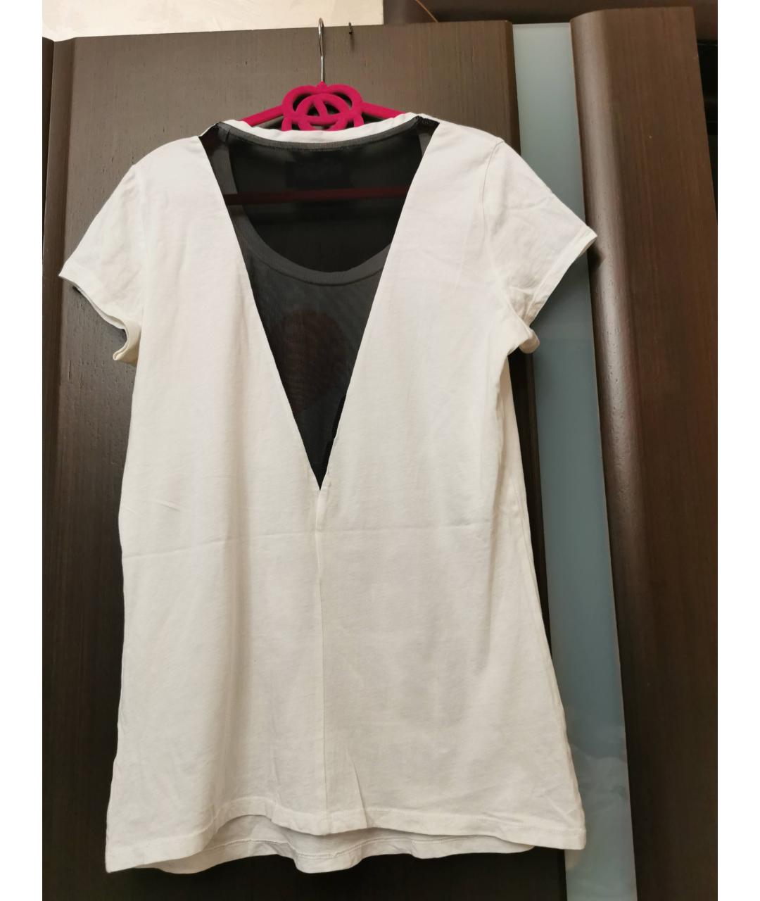 PHILIPP PLEIN Белая хлопко-эластановая футболка, фото 2