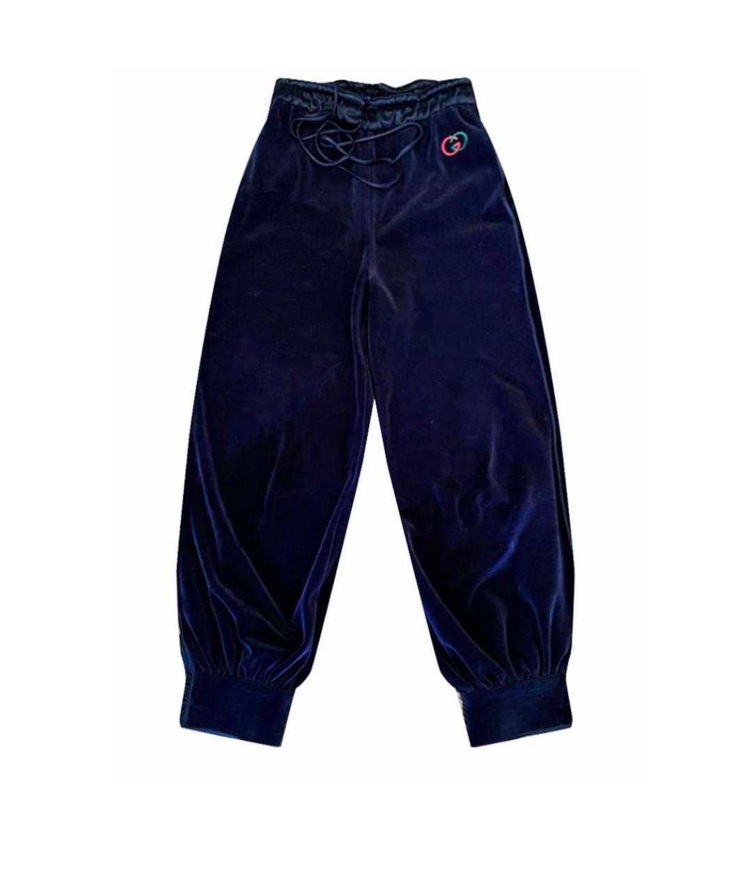 GUCCI Темно-синие велюровые брюки широкие, фото 1
