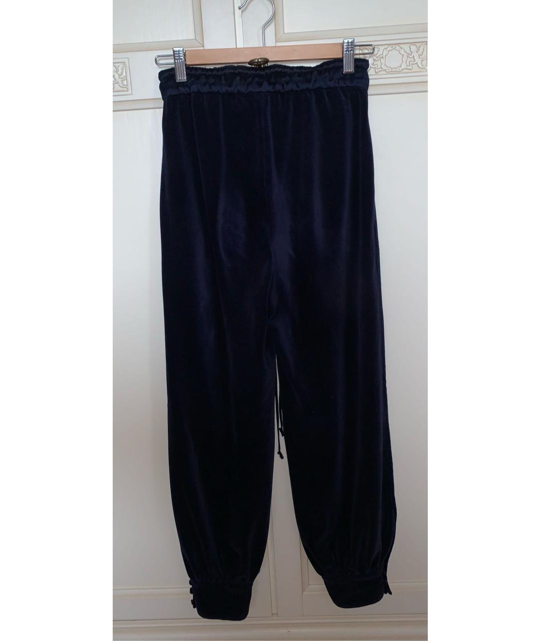GUCCI Темно-синие велюровые брюки широкие, фото 3