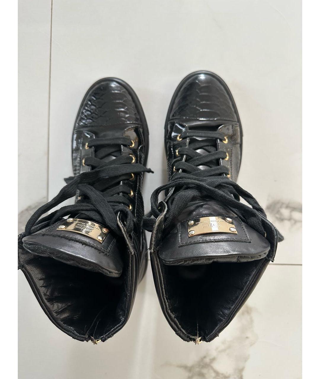 ELISABETTA FRANCHI Черные кроссовки из лакированной кожи, фото 3