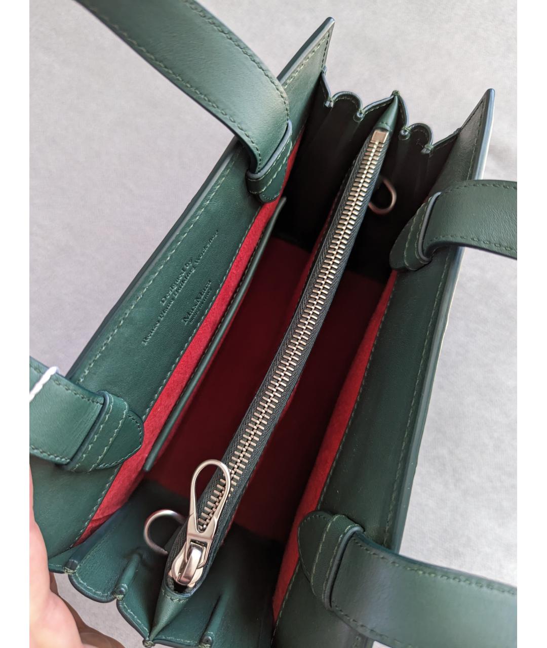 MAX MARA Зеленая кожаная сумка с короткими ручками, фото 5