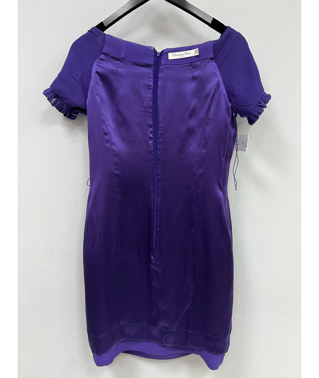CHRISTIAN DIOR Фиолетовое шелковое коктейльное платье, фото 3
