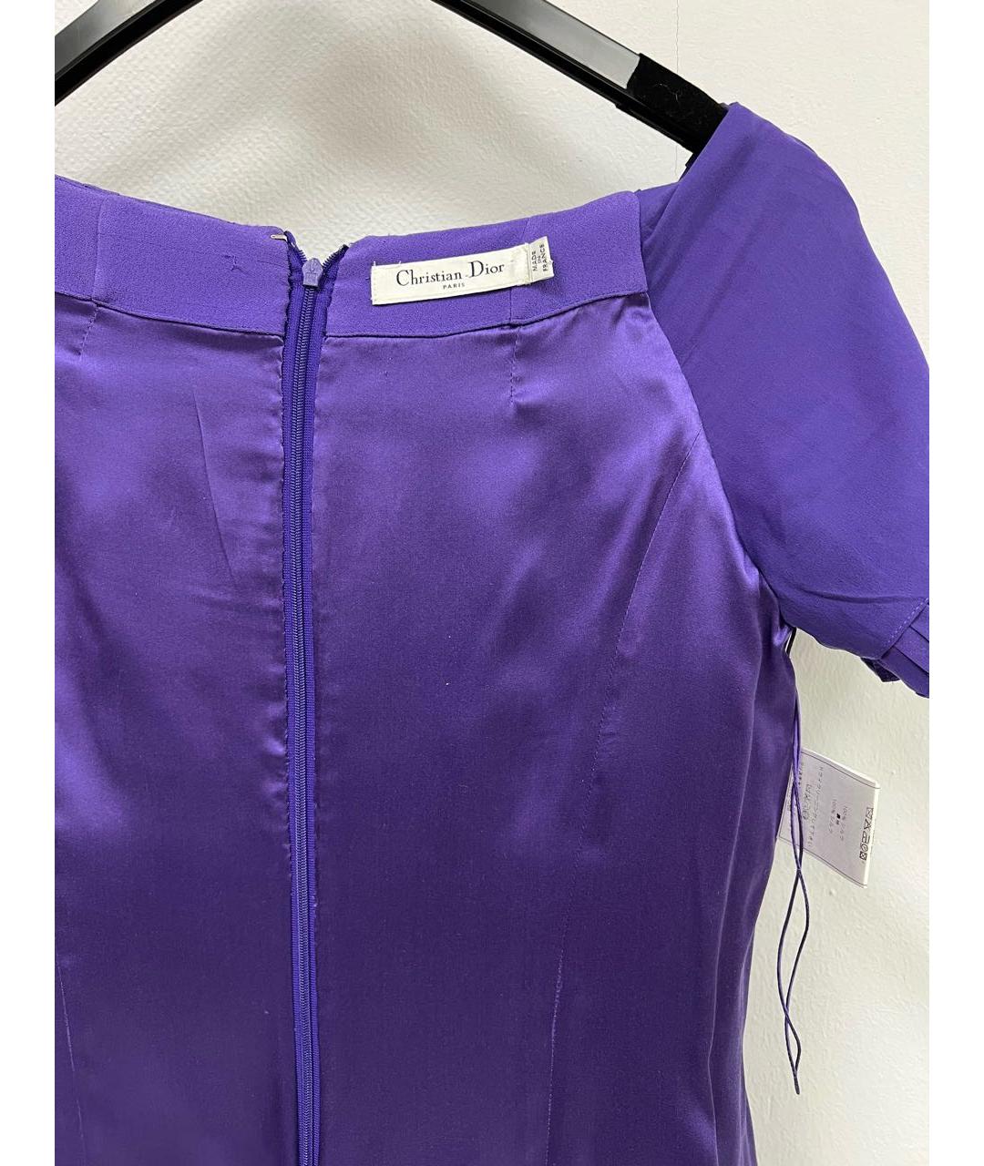 CHRISTIAN DIOR Фиолетовое шелковое коктейльное платье, фото 5