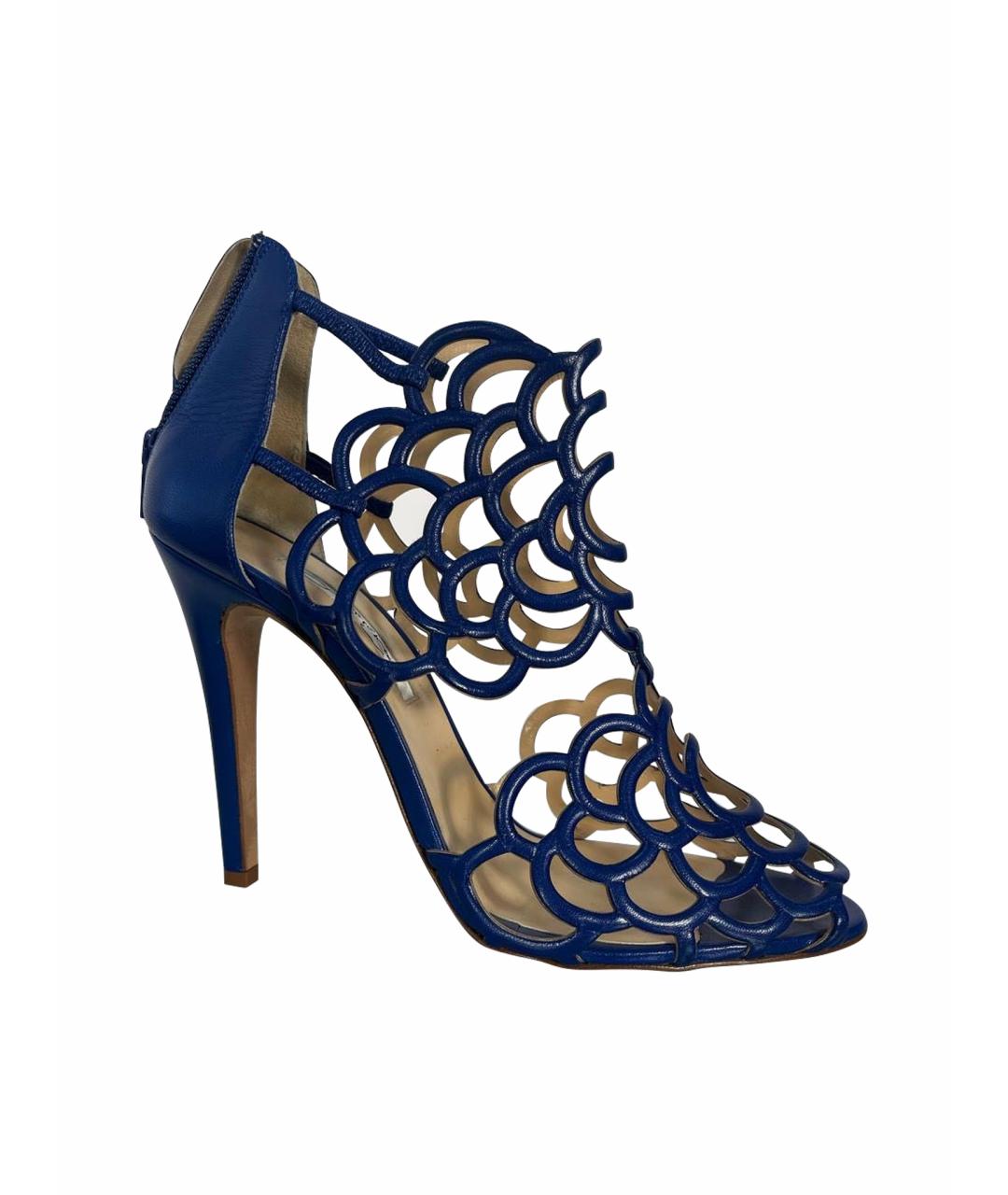 OSCAR DE LA RENTA Синие кожаные босоножки, фото 1