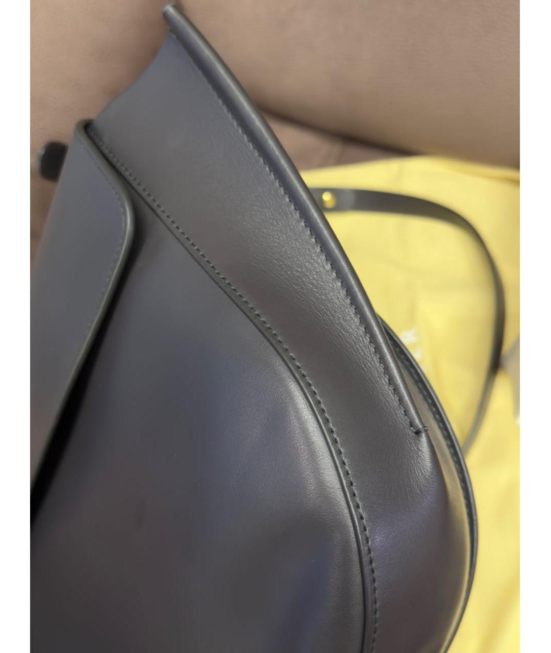 WANDLER Антрацитовая кожаная сумка с короткими ручками, фото 8