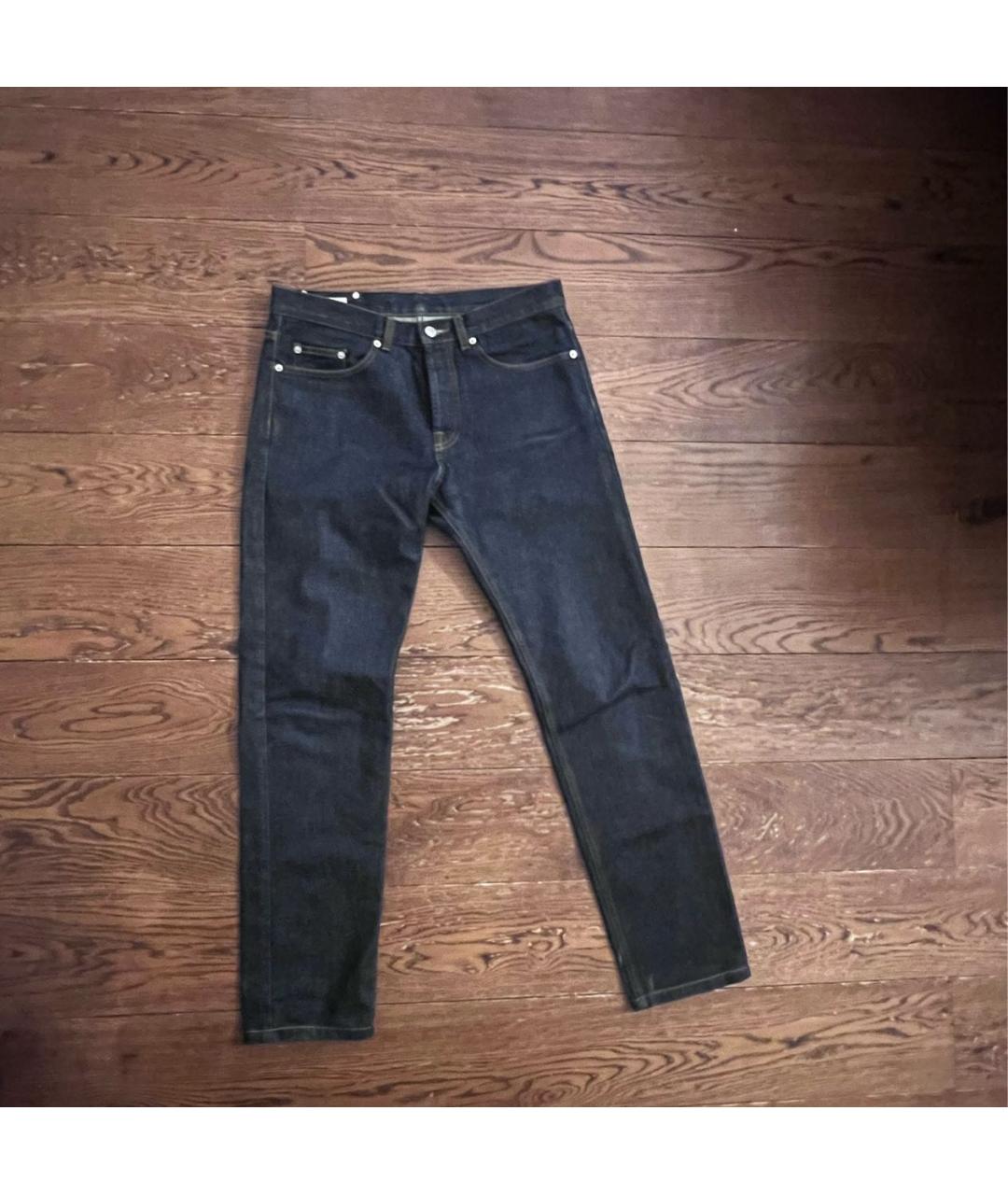 DRIES VAN NOTEN Темно-синие хлопковые прямые джинсы, фото 6
