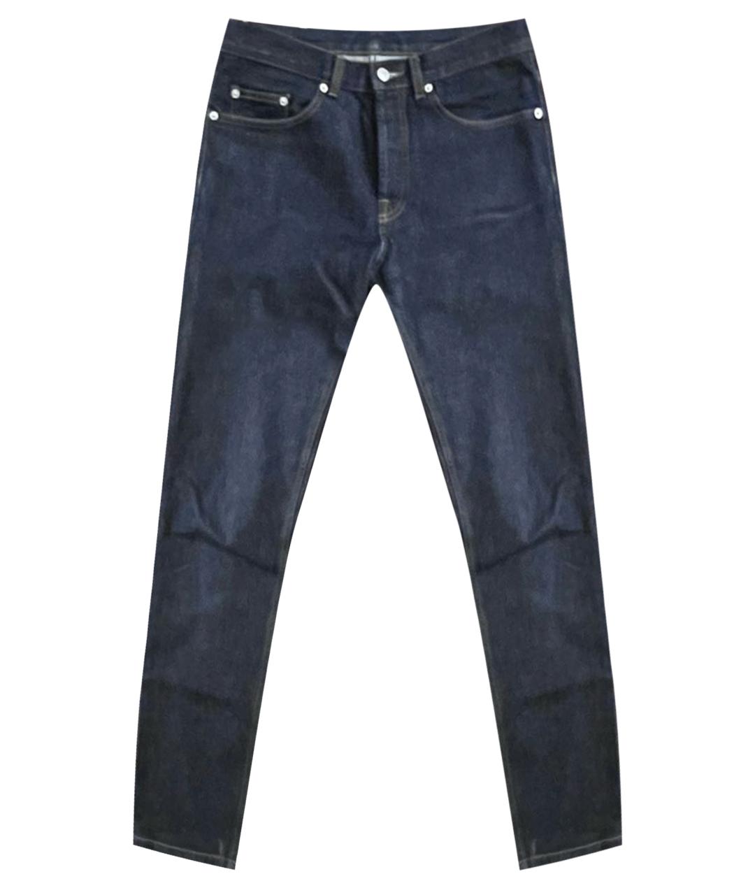 DRIES VAN NOTEN Темно-синие хлопковые прямые джинсы, фото 1