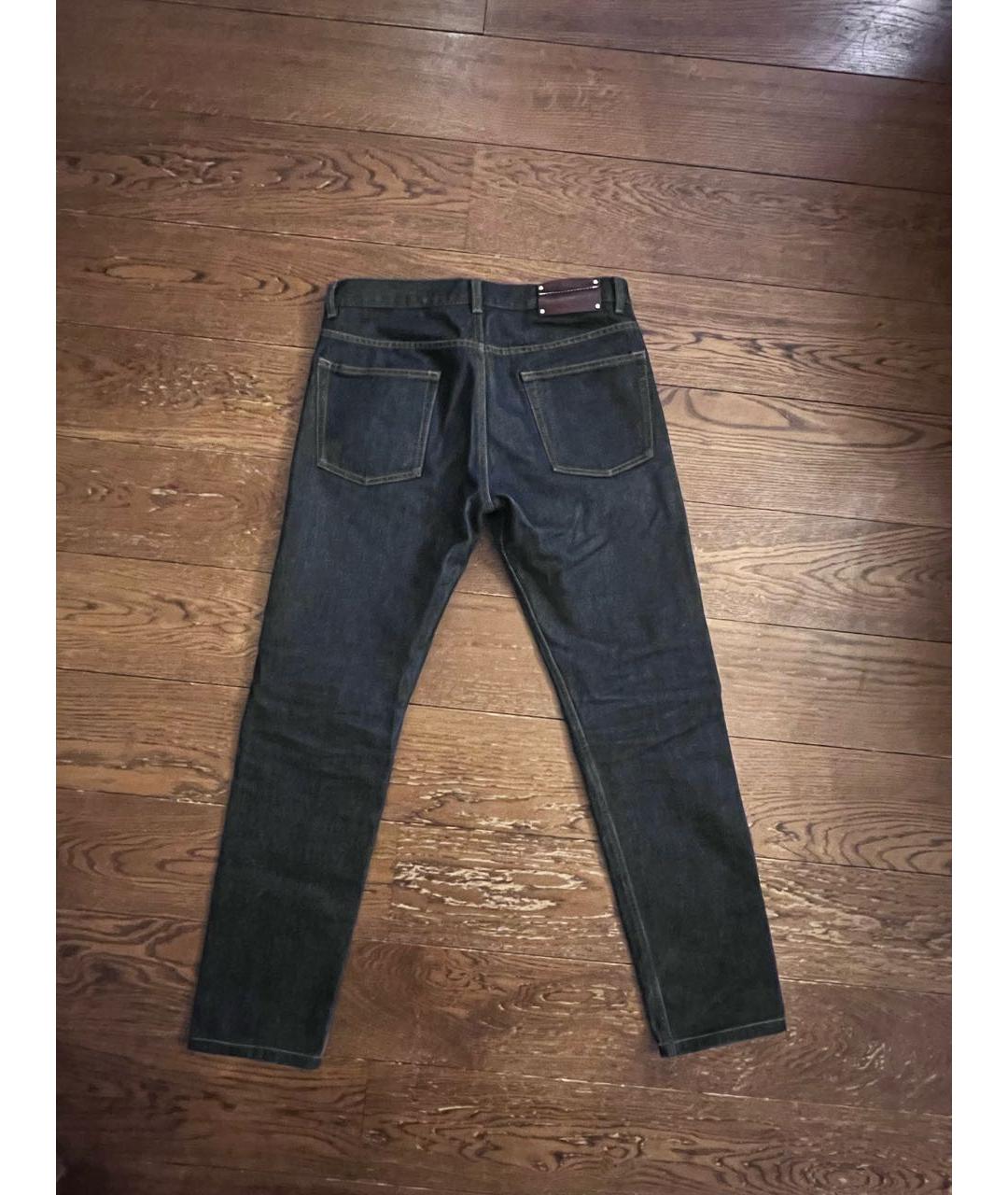 DRIES VAN NOTEN Темно-синие хлопковые прямые джинсы, фото 2