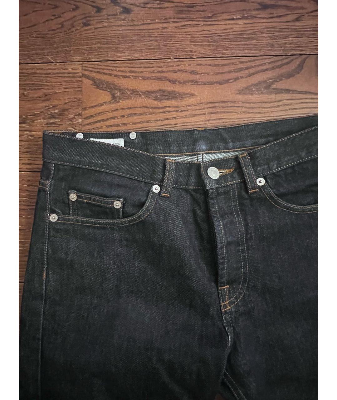DRIES VAN NOTEN Темно-синие хлопковые прямые джинсы, фото 3