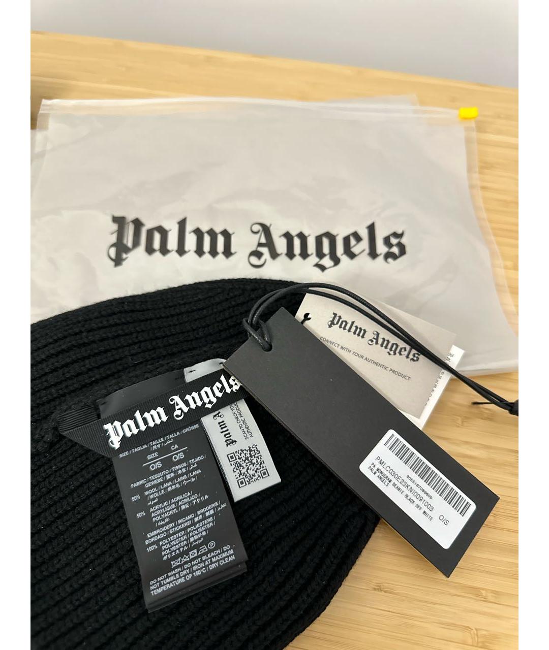 PALM ANGELS Черная шерстяная шапка, фото 4