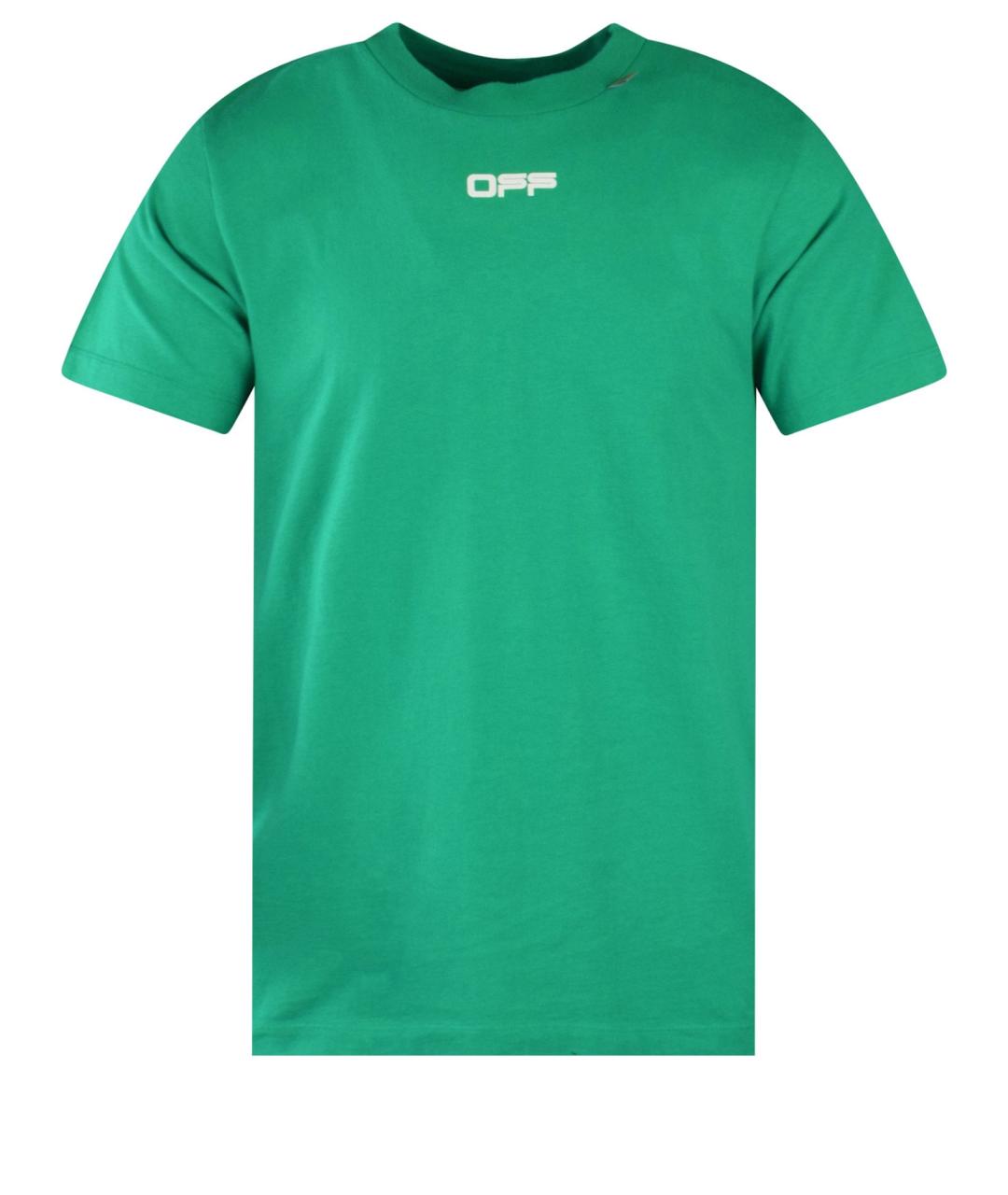 OFF-WHITE Зеленая хлопковая футболка, фото 1