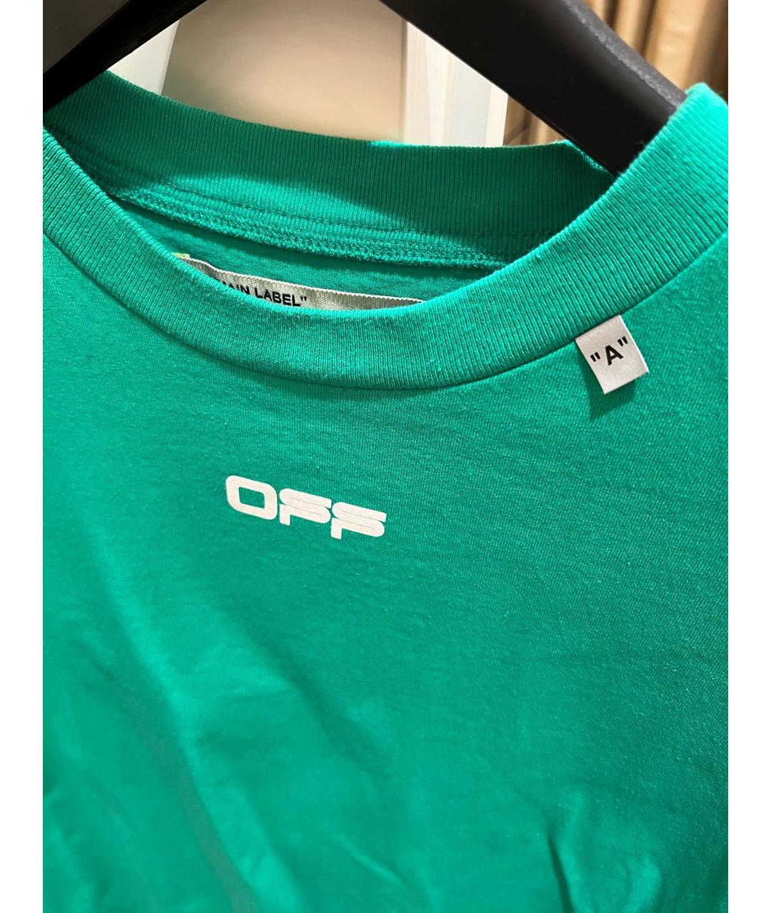 OFF-WHITE Зеленая хлопковая футболка, фото 6