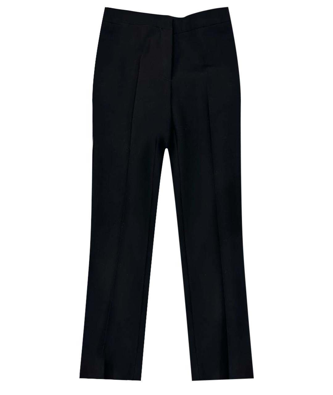 VICTORIA BECKHAM Черные хлопко-эластановые прямые брюки, фото 1