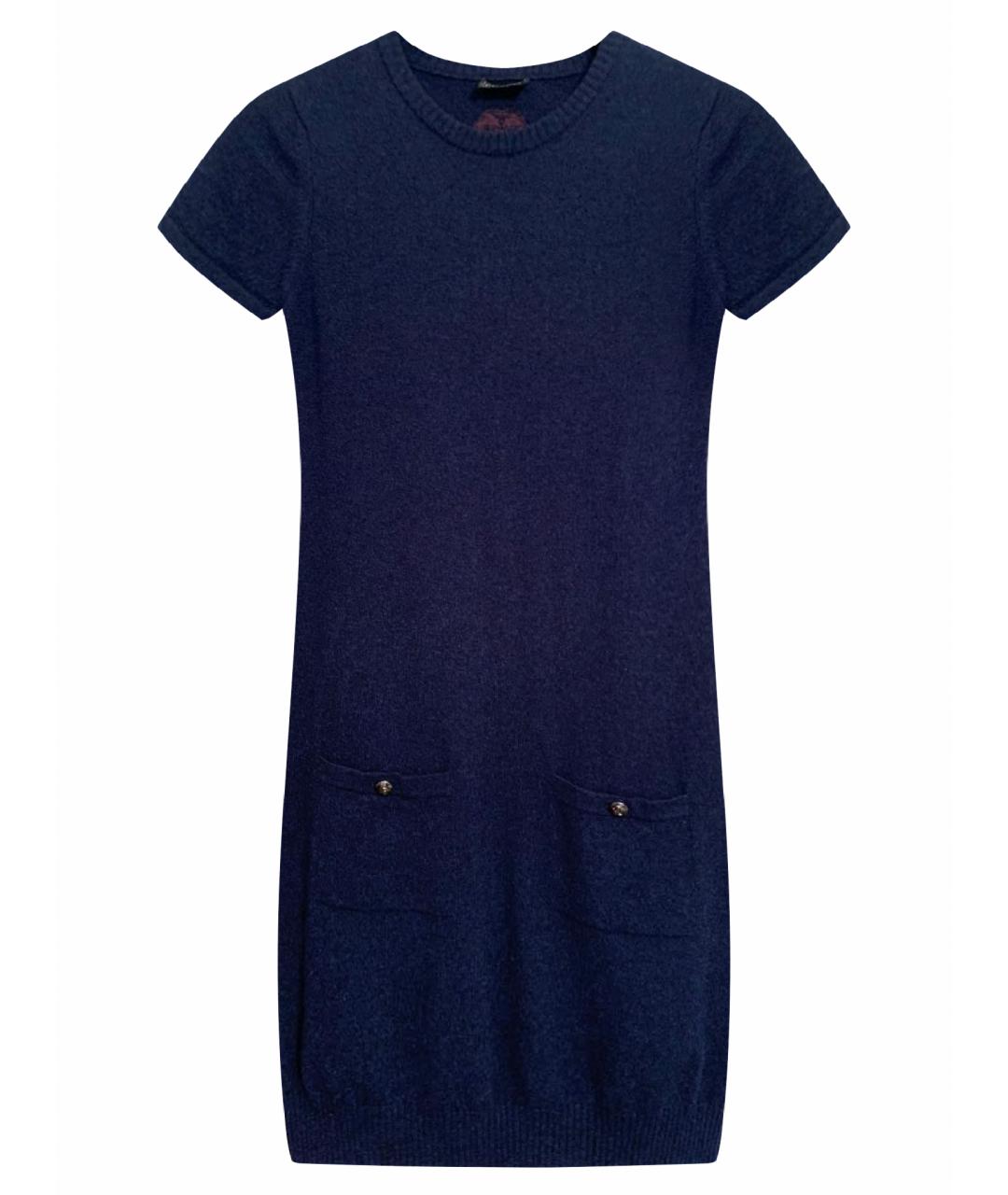 CHANEL PRE-OWNED Темно-синее кашемировое повседневное платье, фото 1