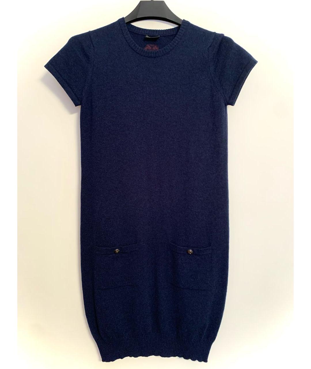CHANEL PRE-OWNED Темно-синее кашемировое повседневное платье, фото 5