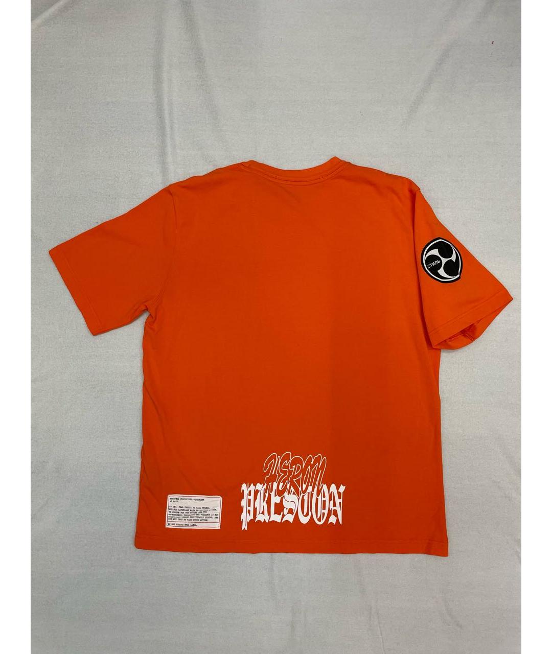 HERON PRESTON Оранжевая хлопковая футболка, фото 2