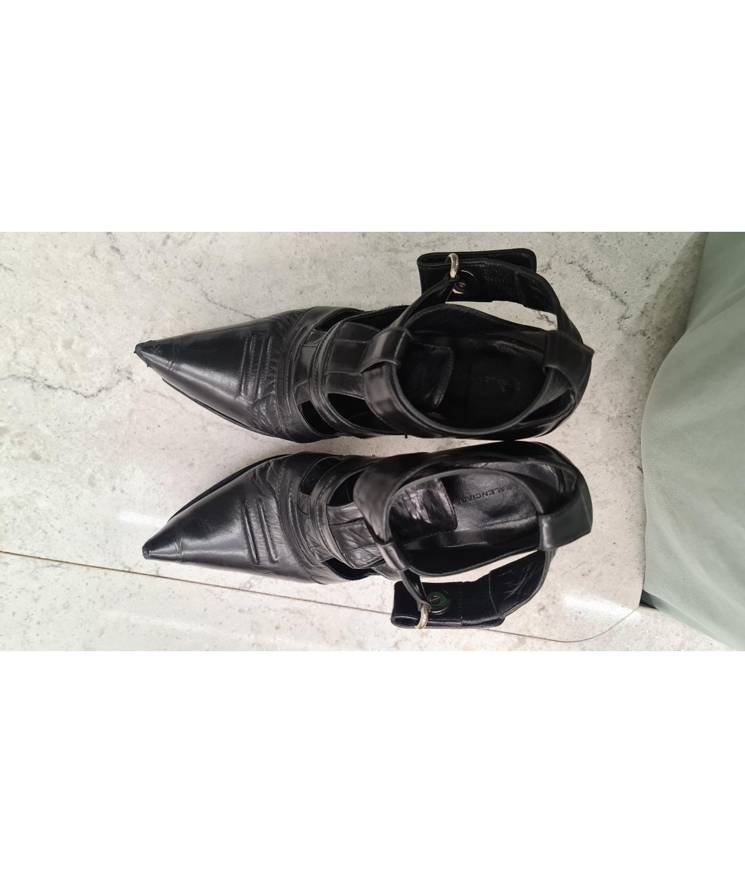 BALENCIAGA Черные кожаные туфли, фото 3
