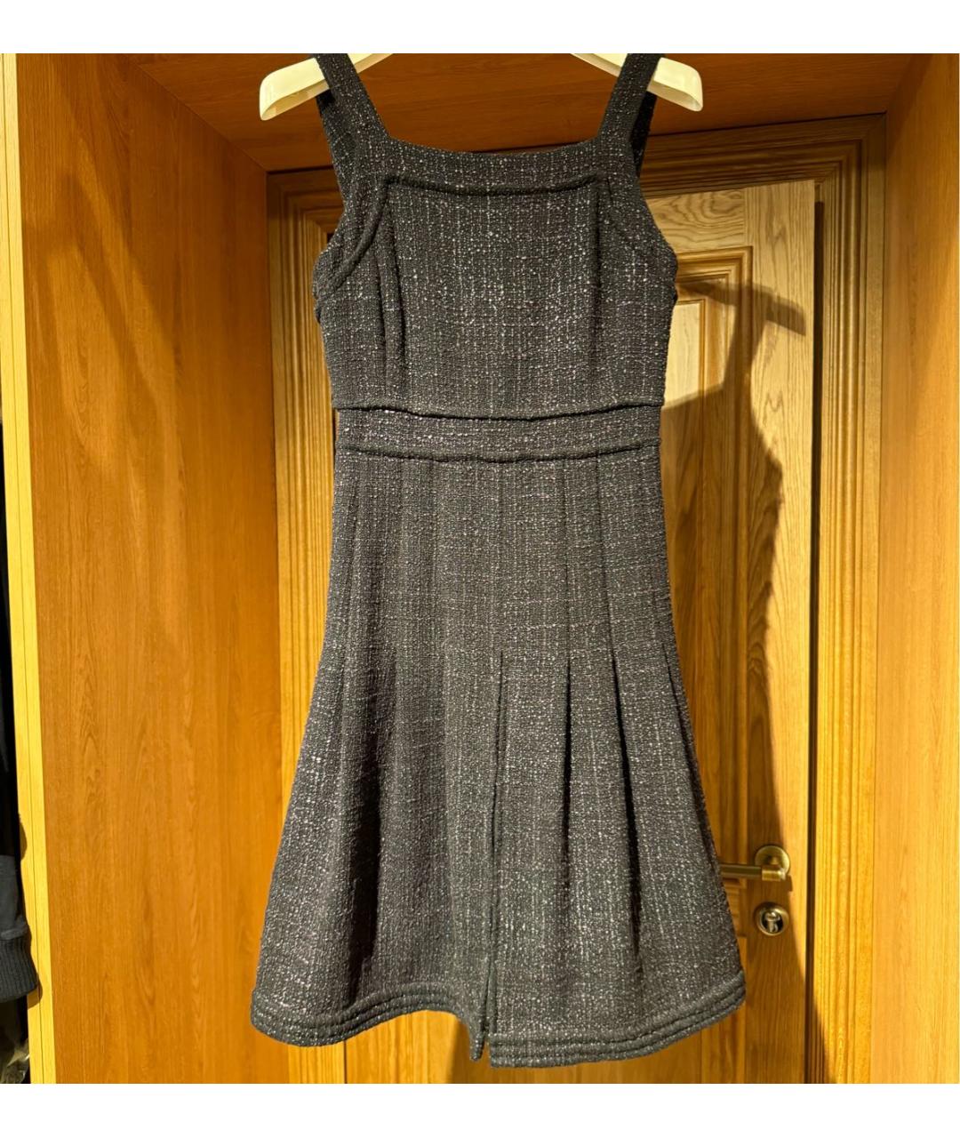 CHANEL PRE-OWNED Черное твидовое платье, фото 5