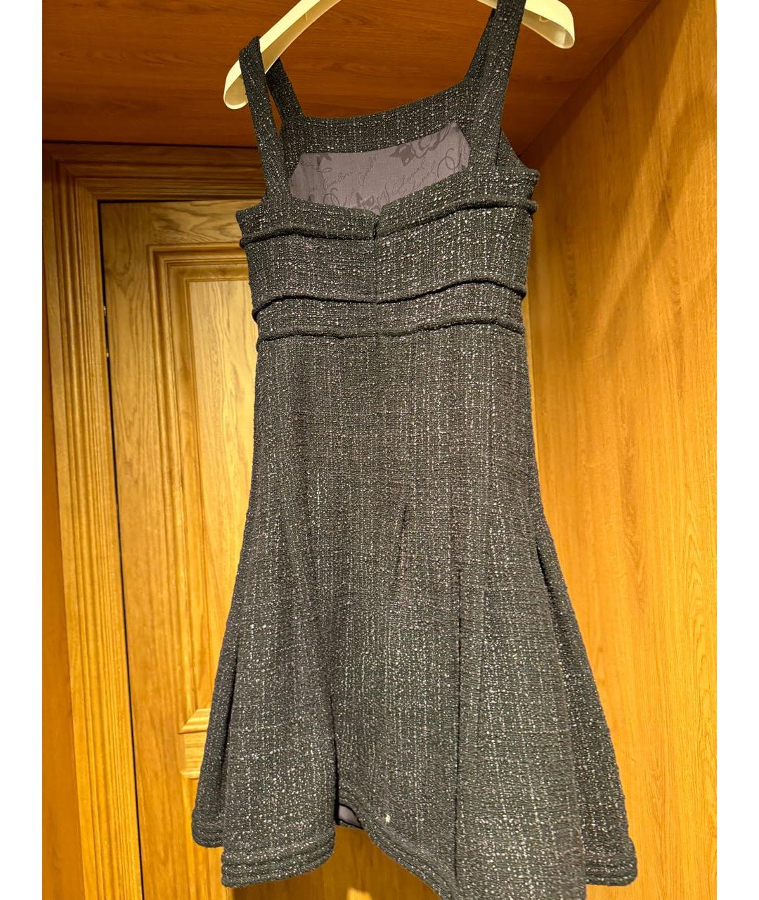CHANEL PRE-OWNED Черное твидовое платье, фото 2