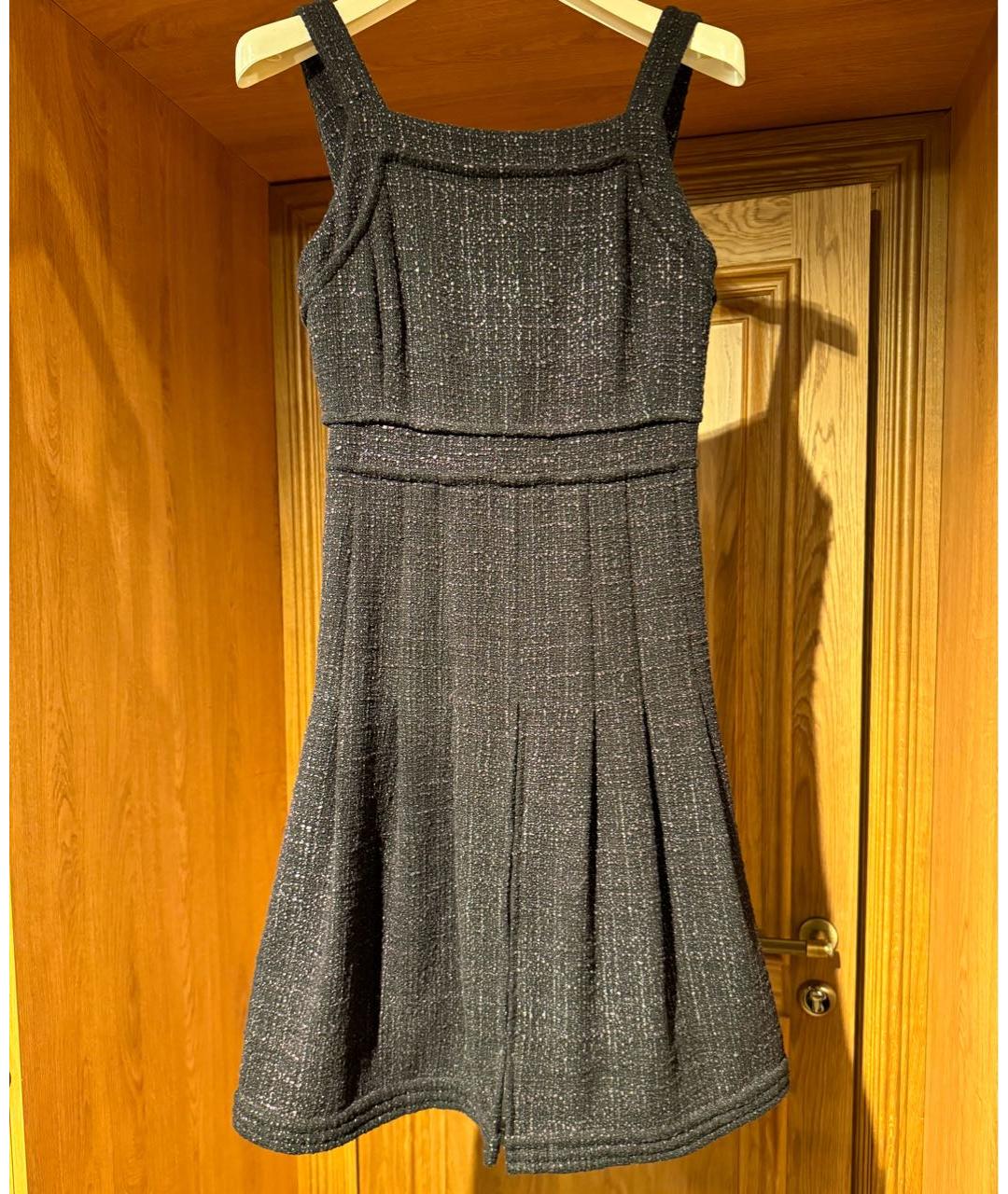 CHANEL PRE-OWNED Черное твидовое платье, фото 3