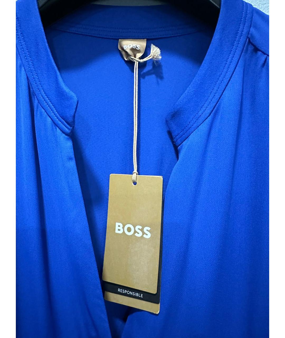 HUGO BOSS Синее вискозное повседневное платье, фото 3