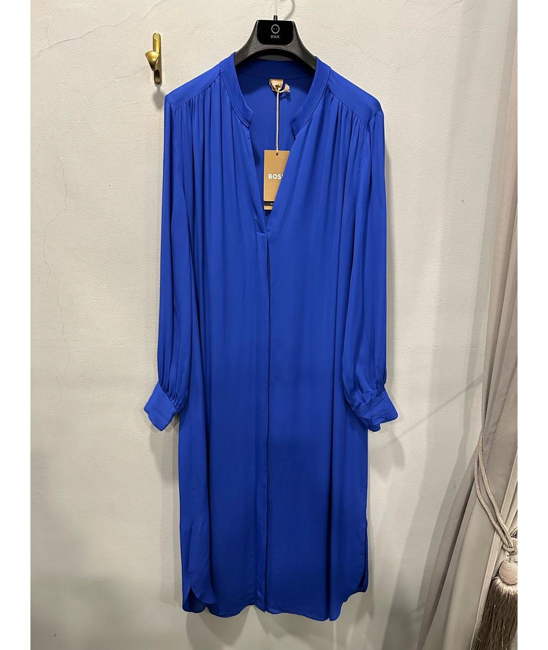 HUGO BOSS Синее вискозное повседневное платье, фото 7