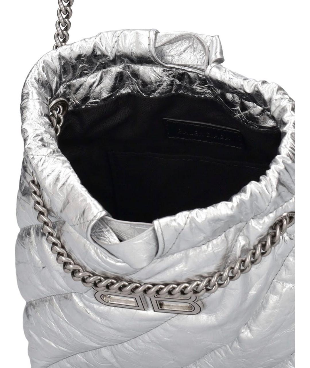 BALENCIAGA Серебряная кожаная сумка через плечо, фото 5