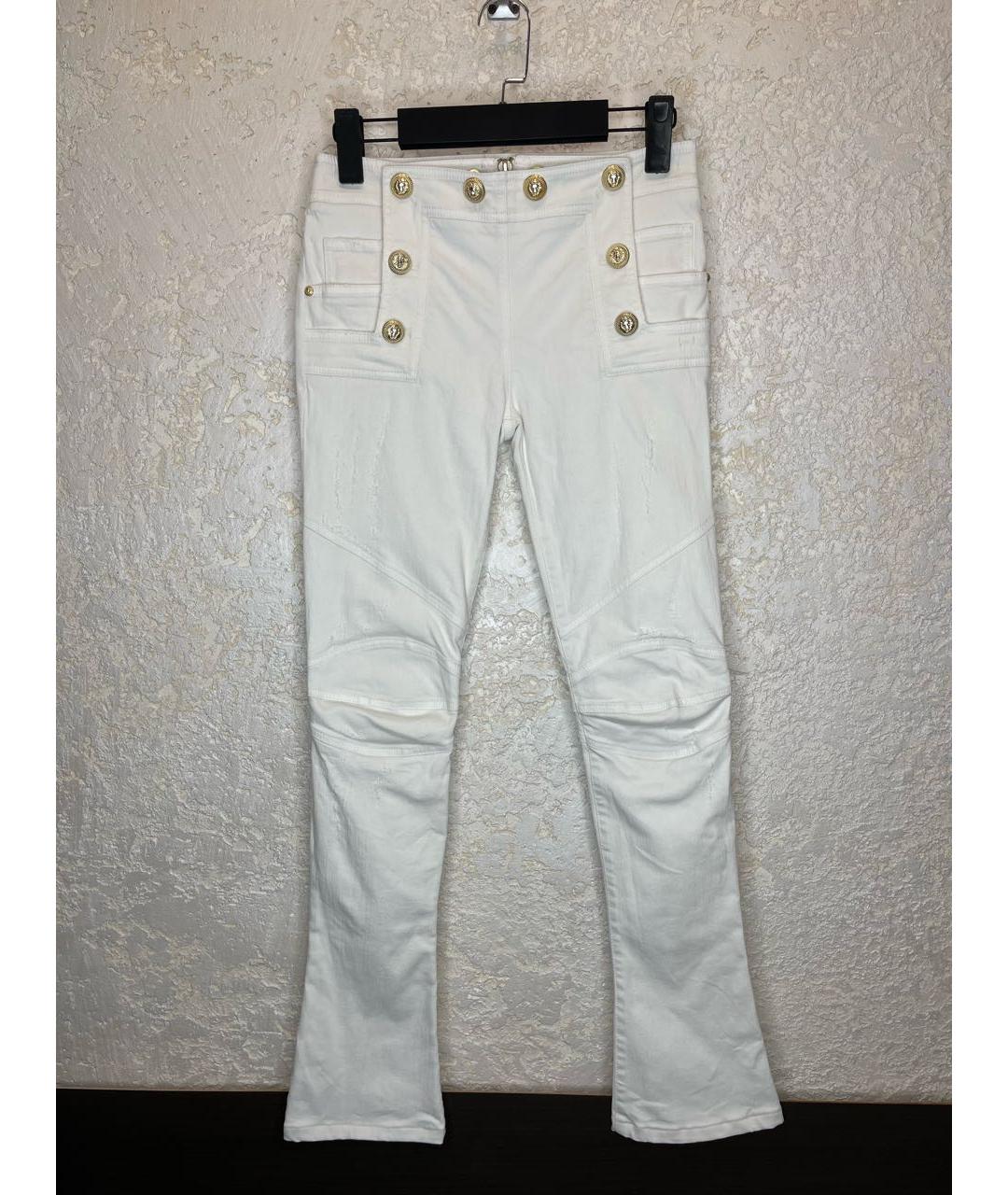BALMAIN Белые хлопковые джинсы клеш, фото 9