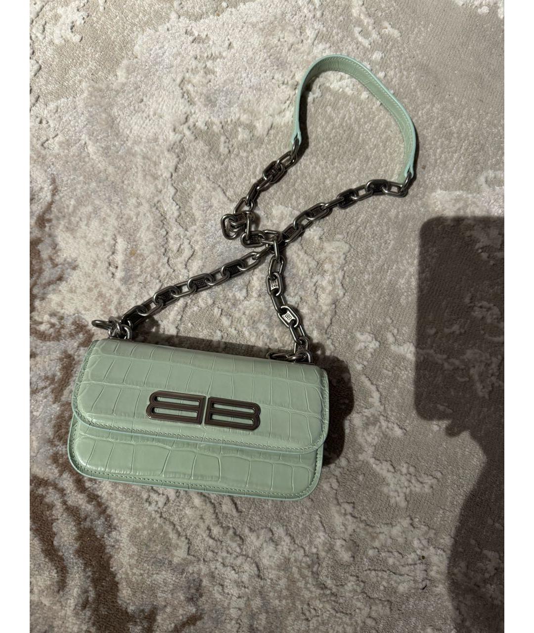 BALENCIAGA Салатовая кожаная сумка через плечо, фото 9