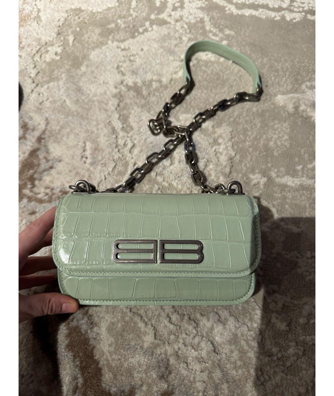 BALENCIAGA Салатовая кожаная сумка через плечо, фото 5