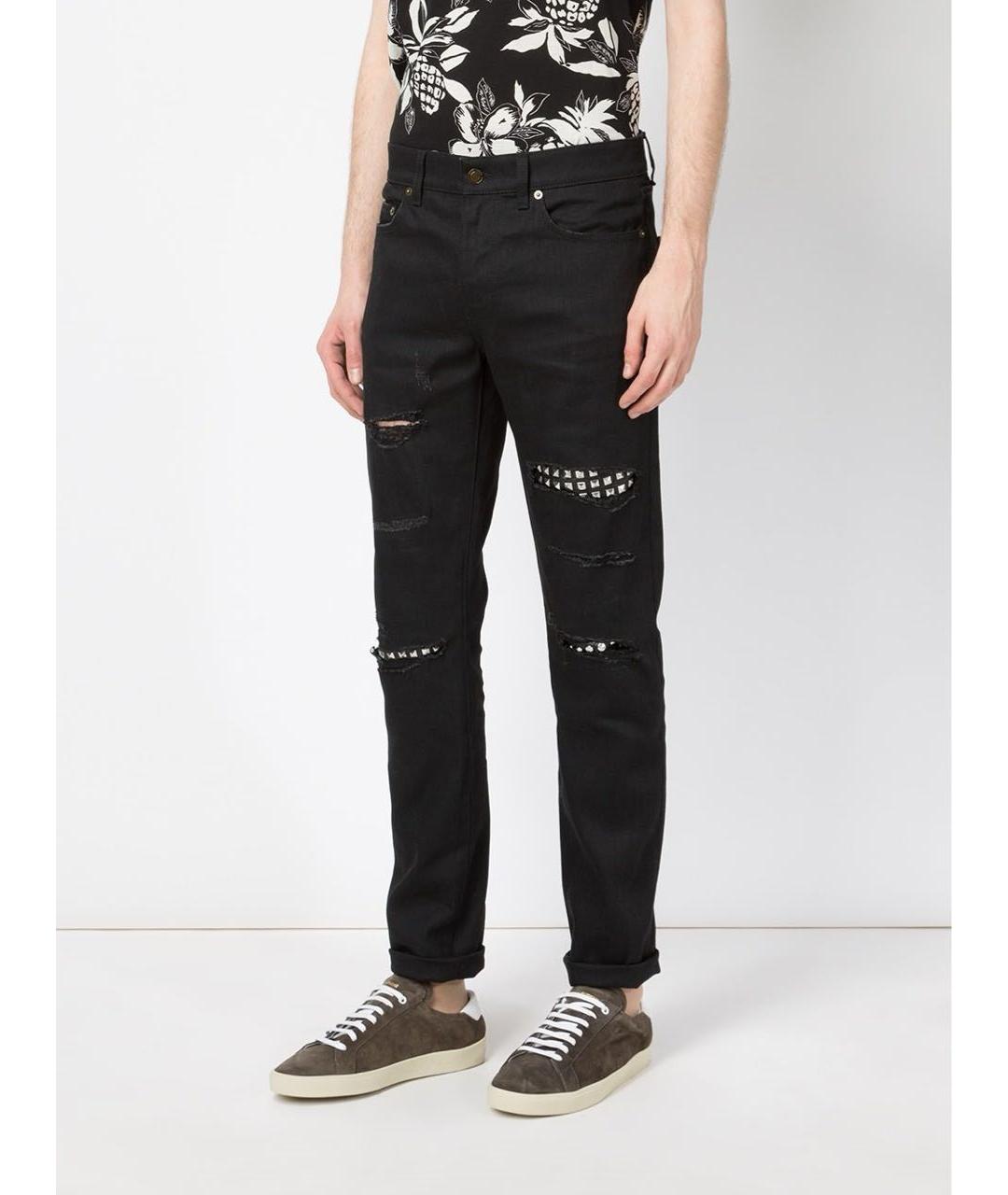 SAINT LAURENT Черные хлопко-эластановые джинсы скинни, фото 8