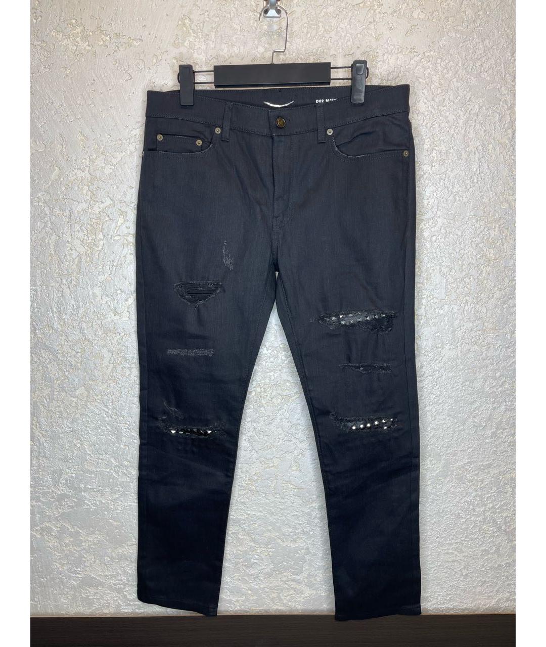 SAINT LAURENT Черные хлопко-эластановые джинсы скинни, фото 9