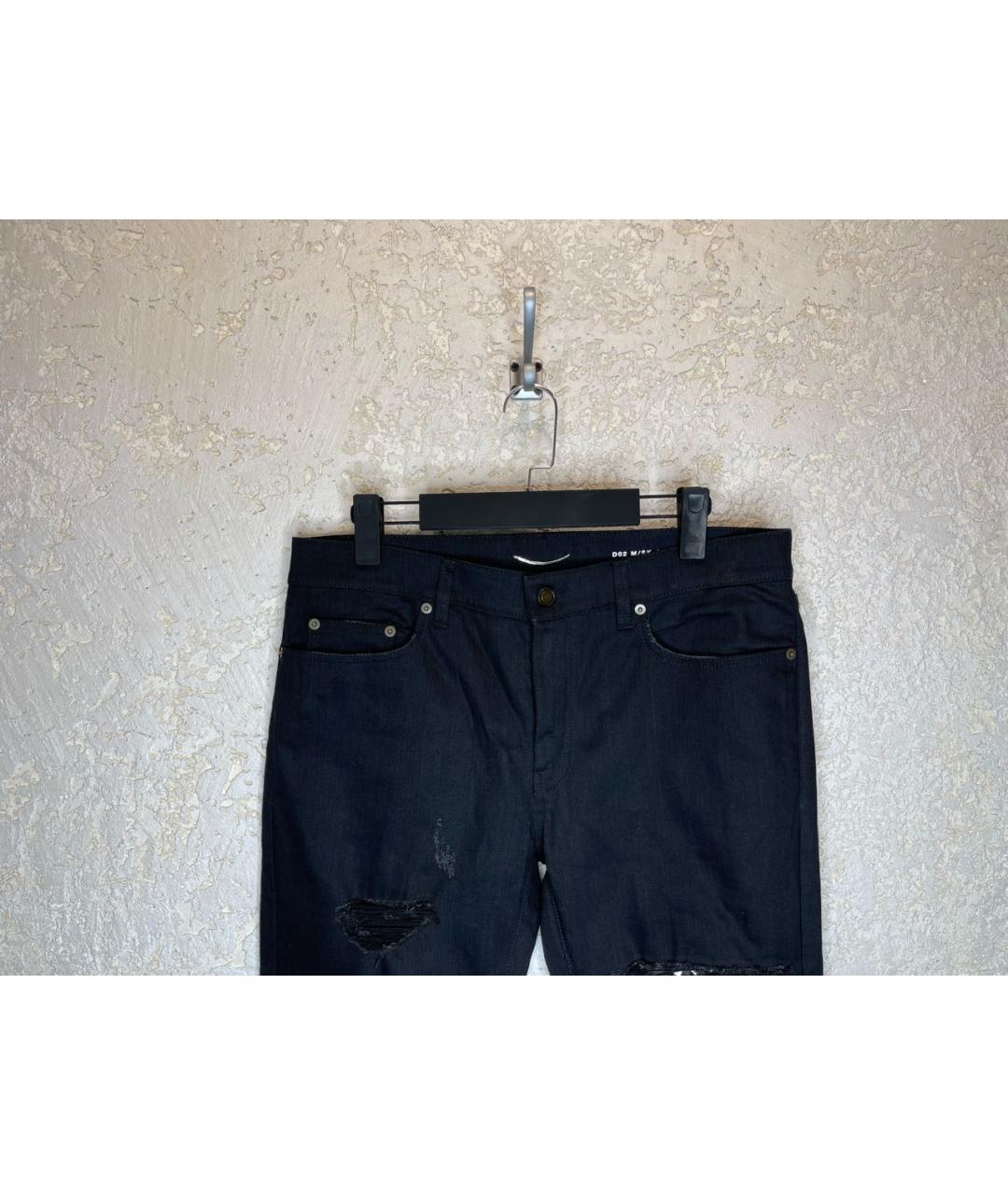 SAINT LAURENT Черные хлопко-эластановые джинсы скинни, фото 2