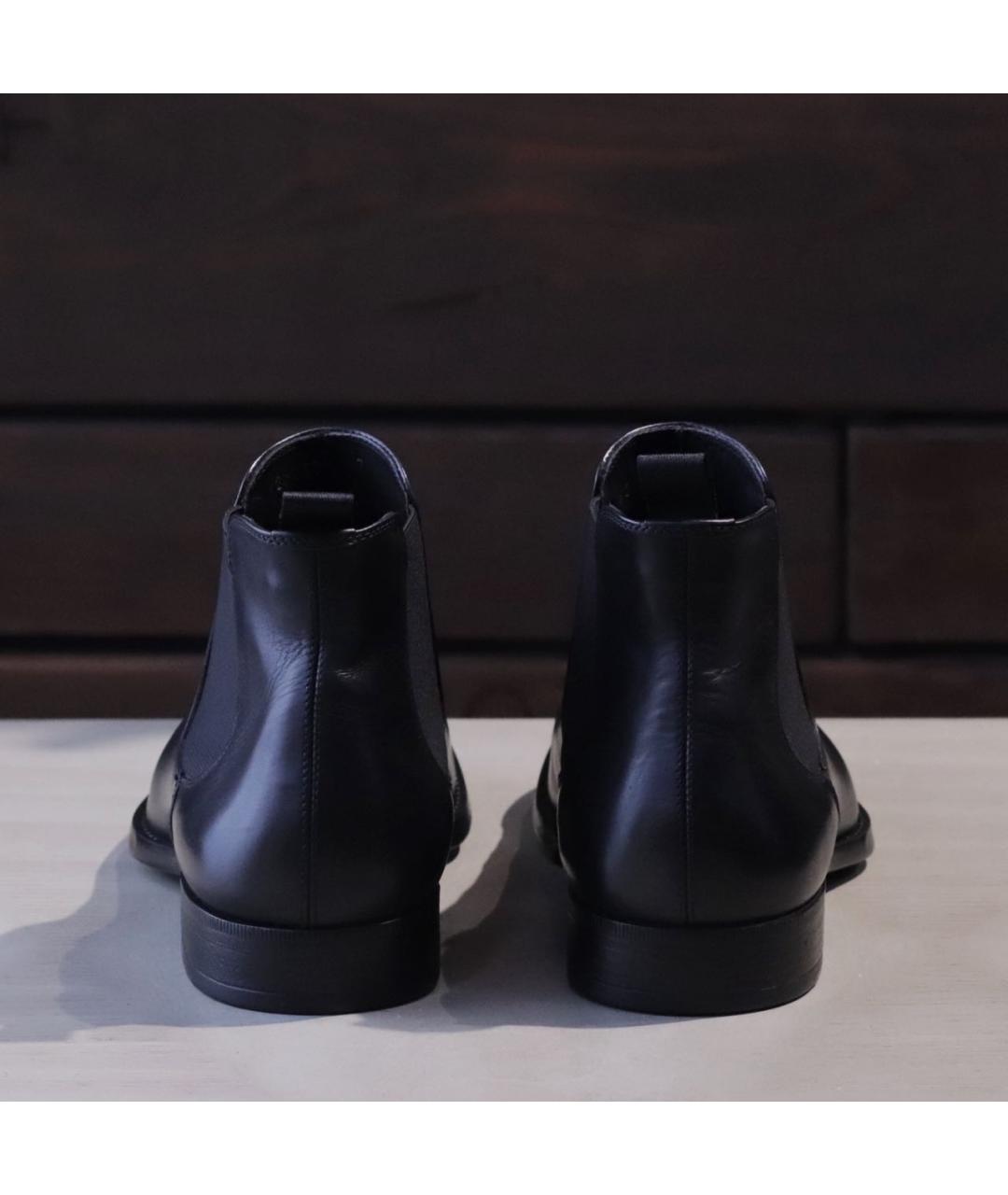 GIORGIO ARMANI Черные кожаные высокие ботинки, фото 5