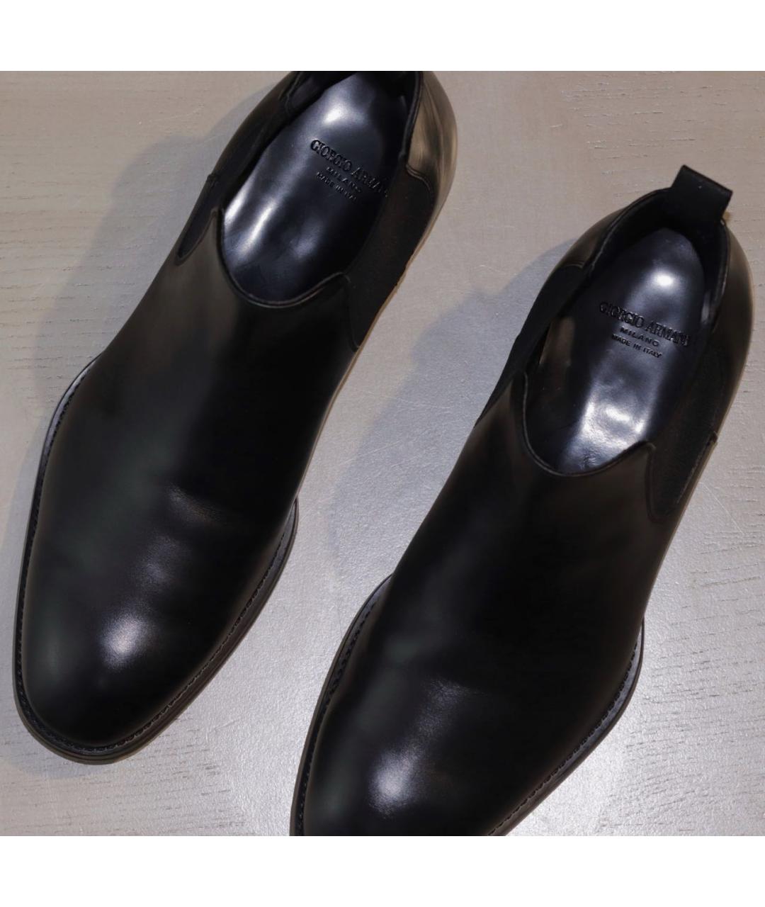 GIORGIO ARMANI Черные кожаные высокие ботинки, фото 4