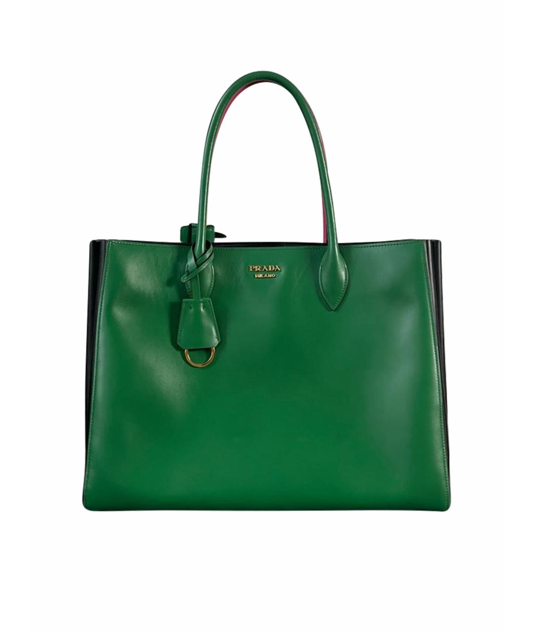 PRADA Зеленая кожаная сумка с короткими ручками, фото 1