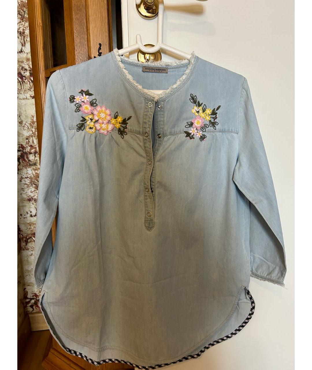 ERMANNO SCERVINO JUNIOR Голубая хлопковая рубашка/блузка, фото 5