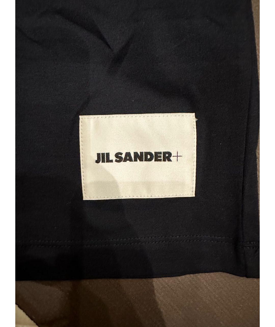 JIL SANDER Темно-синяя хлопковая футболка, фото 3