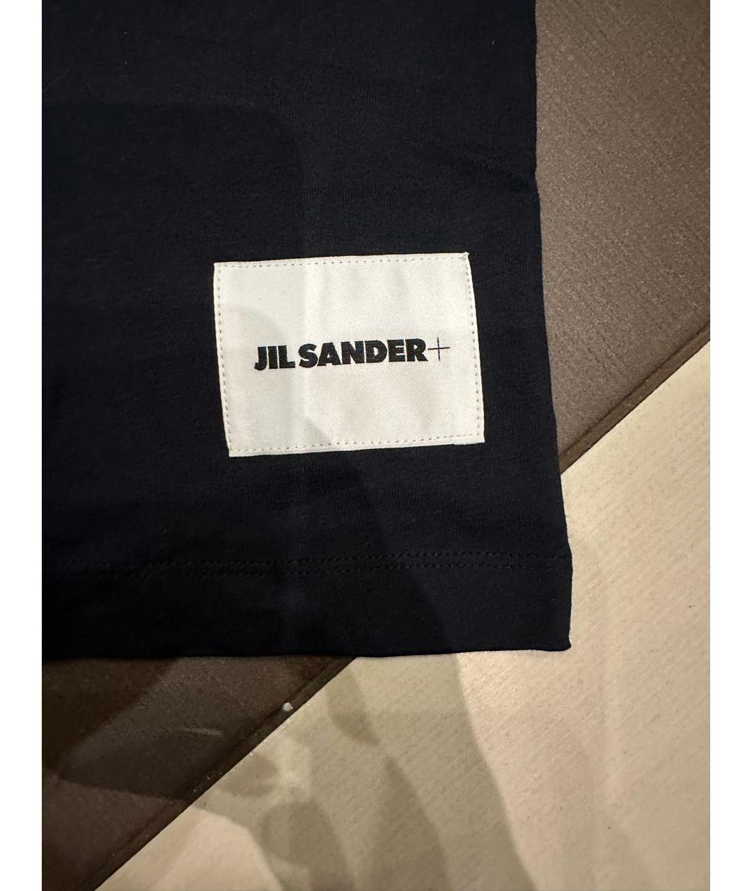 JIL SANDER Темно-синяя хлопковая футболка, фото 4