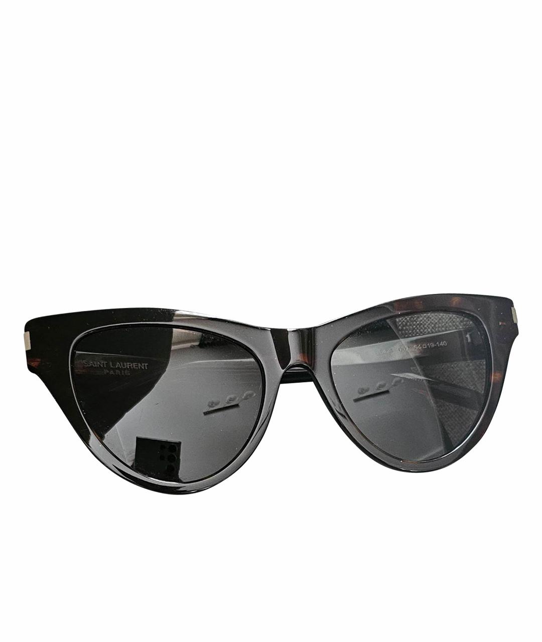 SAINT LAURENT Коричневые пластиковые солнцезащитные очки, фото 1
