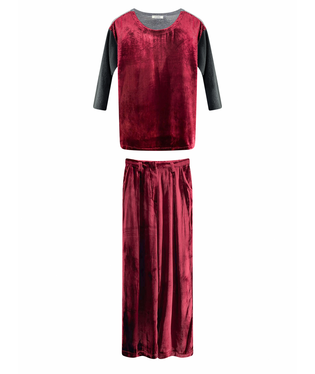 SONIA RYKIEL Бордовый бархатный костюм с брюками, фото 1