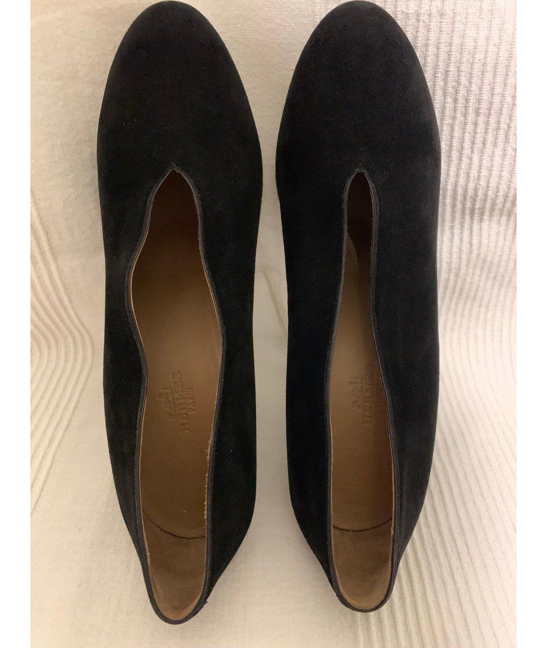 HERMES PRE-OWNED Черные бархатные туфли, фото 3