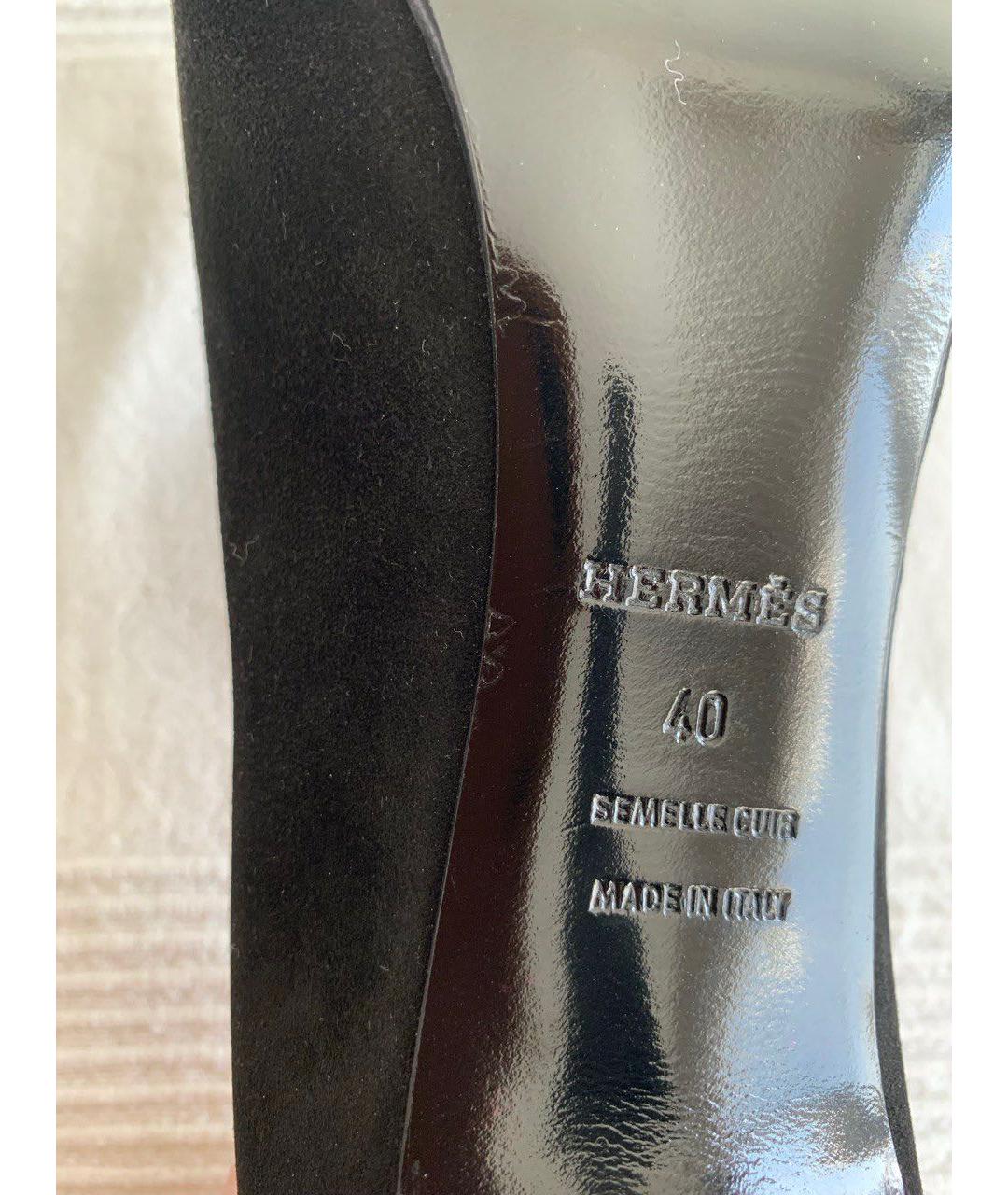 HERMES PRE-OWNED Черные бархатные туфли, фото 5